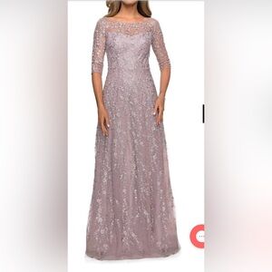 La Femme - 27981 Floral Lace A-Line Mother of the Bride Dress
